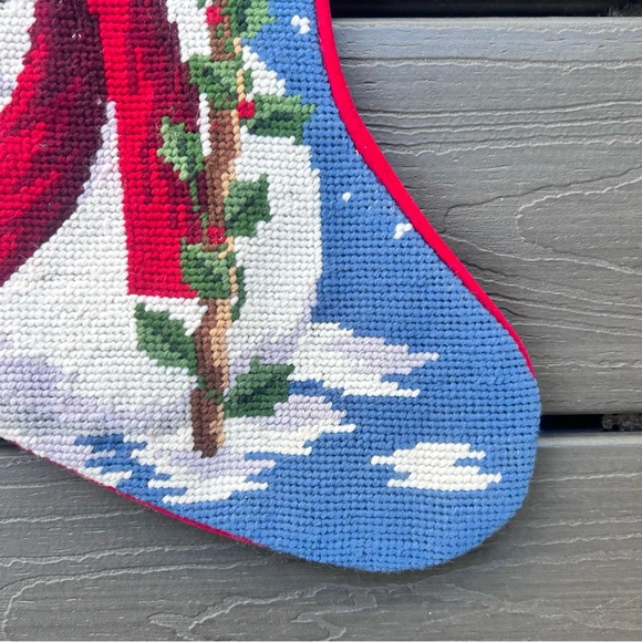 Christmas Needlepoint Wool Stocking Snowman Monogrammed Steve - Picture 5 of 10